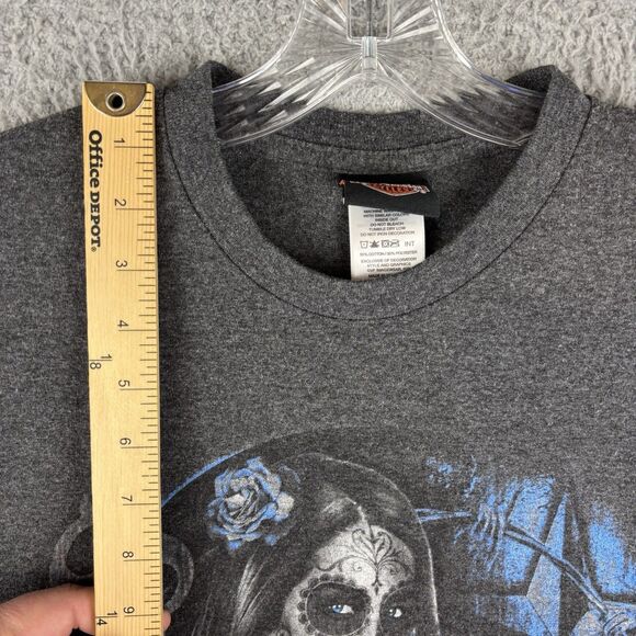 Harley-Davidson T-Shirt Men’s Medium Girl Skull Gray Fort Worth Texas - Picture 3 of 11